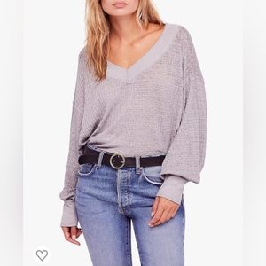 Free people south side v-neck thermal top...long sleeve